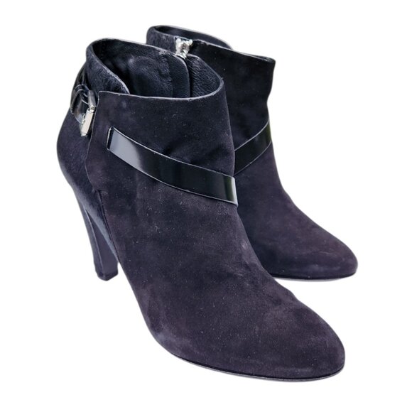 Sigerson Morrison Suede Calf Hair Pony Lux Black Ankle Boots Size 7 - Picture 1 of 13